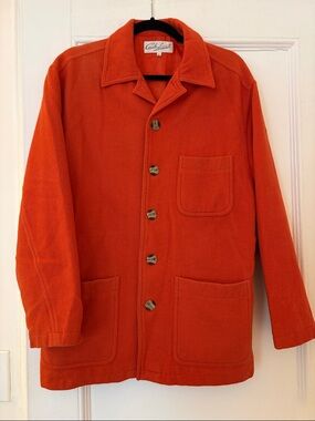 Orange Wool Blend Button-Front Jacket